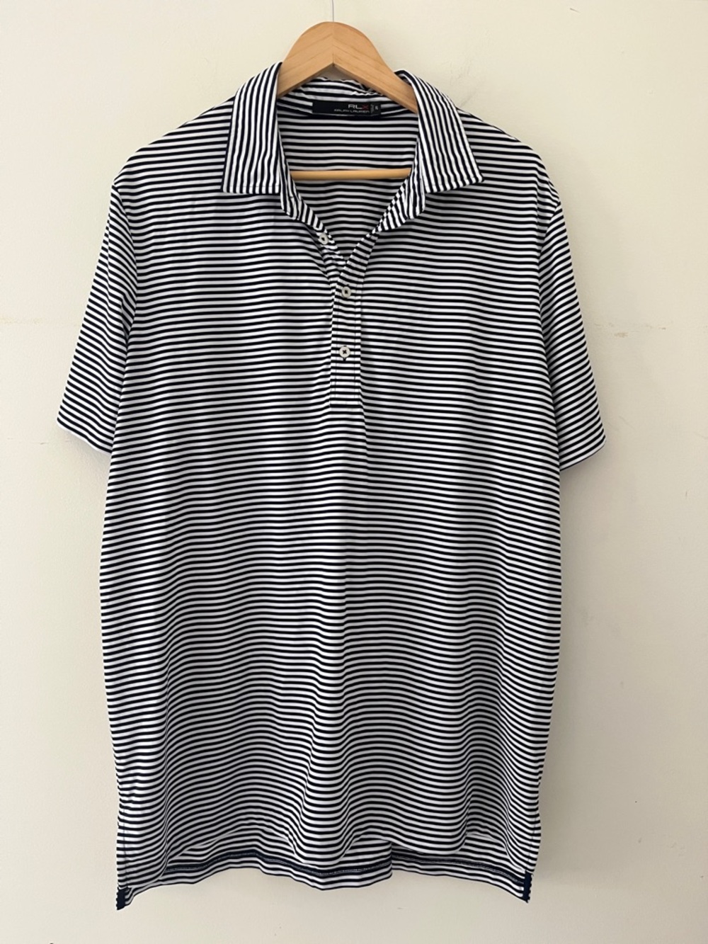 Ralph Lauren X Black and White Striped Polo athletic golf casual luxury size XL